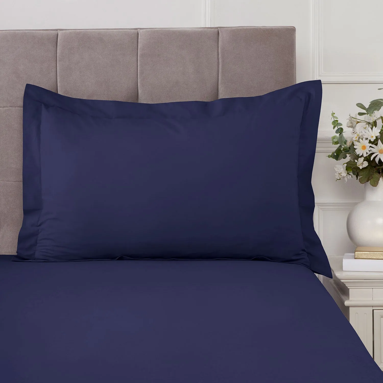 100% Cotton 180TC Navy Oxford Pillowcase Pair