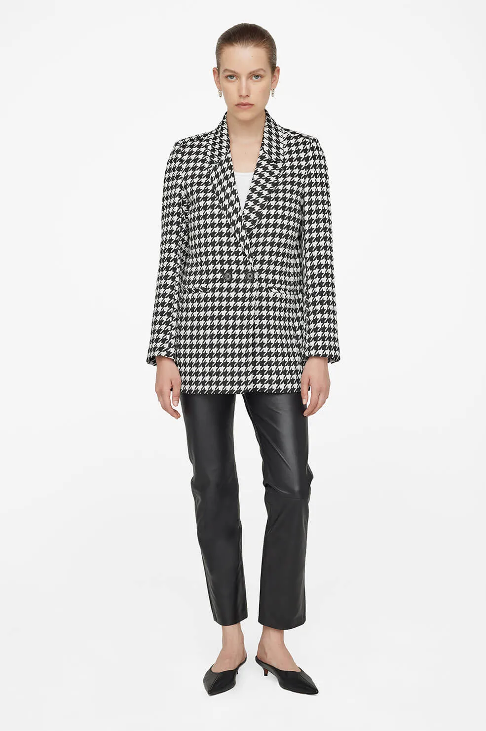 Anine Bing - Madeleine Blazer in Black and White Houndstooth