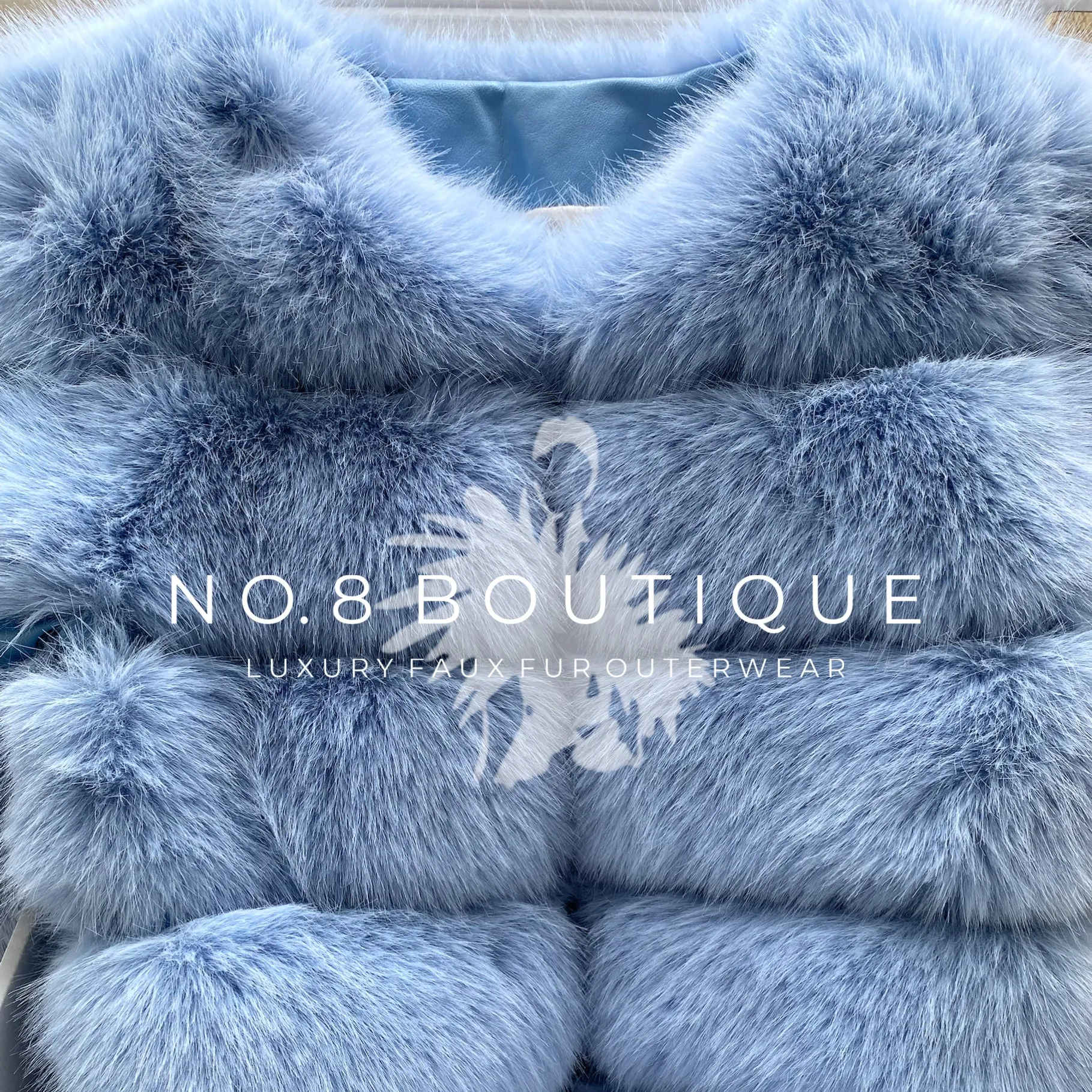 Baby Blue Faux Fur Classic 5 Row Jacket