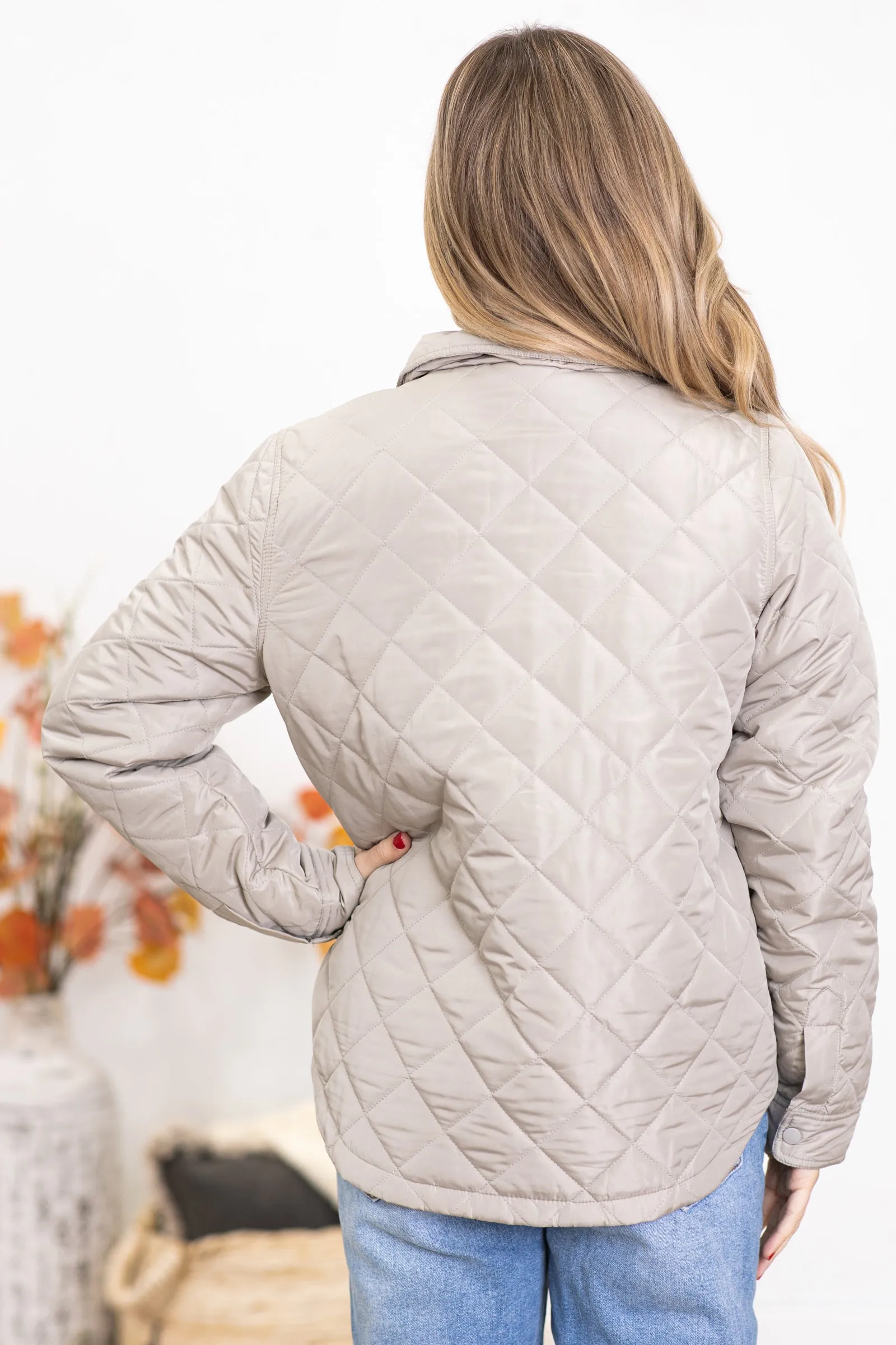 Beige Diamond Quilted Jacket