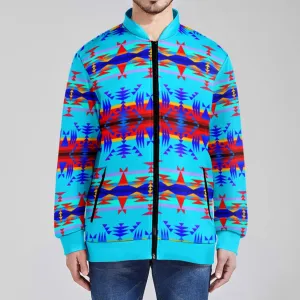 Between the Mountains Blue Zippered Collared Lightweight Jacket