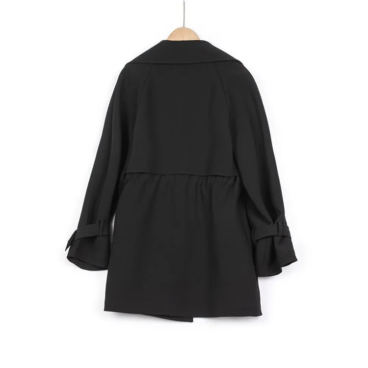 Black Short Belted Trench Coats