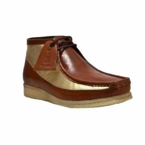 British Walkers Wallabee Boots Walker 100 Men's Cognac and Gold Leather