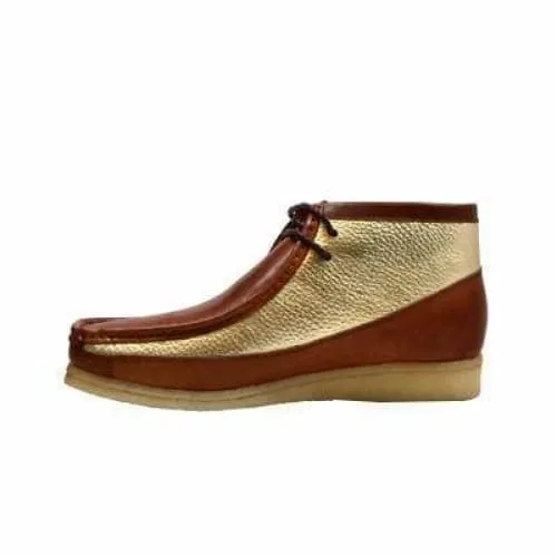 British Walkers Wallabee Boots Walker 100 Men's Cognac and Gold Leather