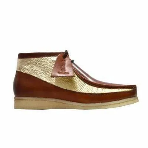 British Walkers Wallabee Boots Walker 100 Men's Cognac and Gold Leather