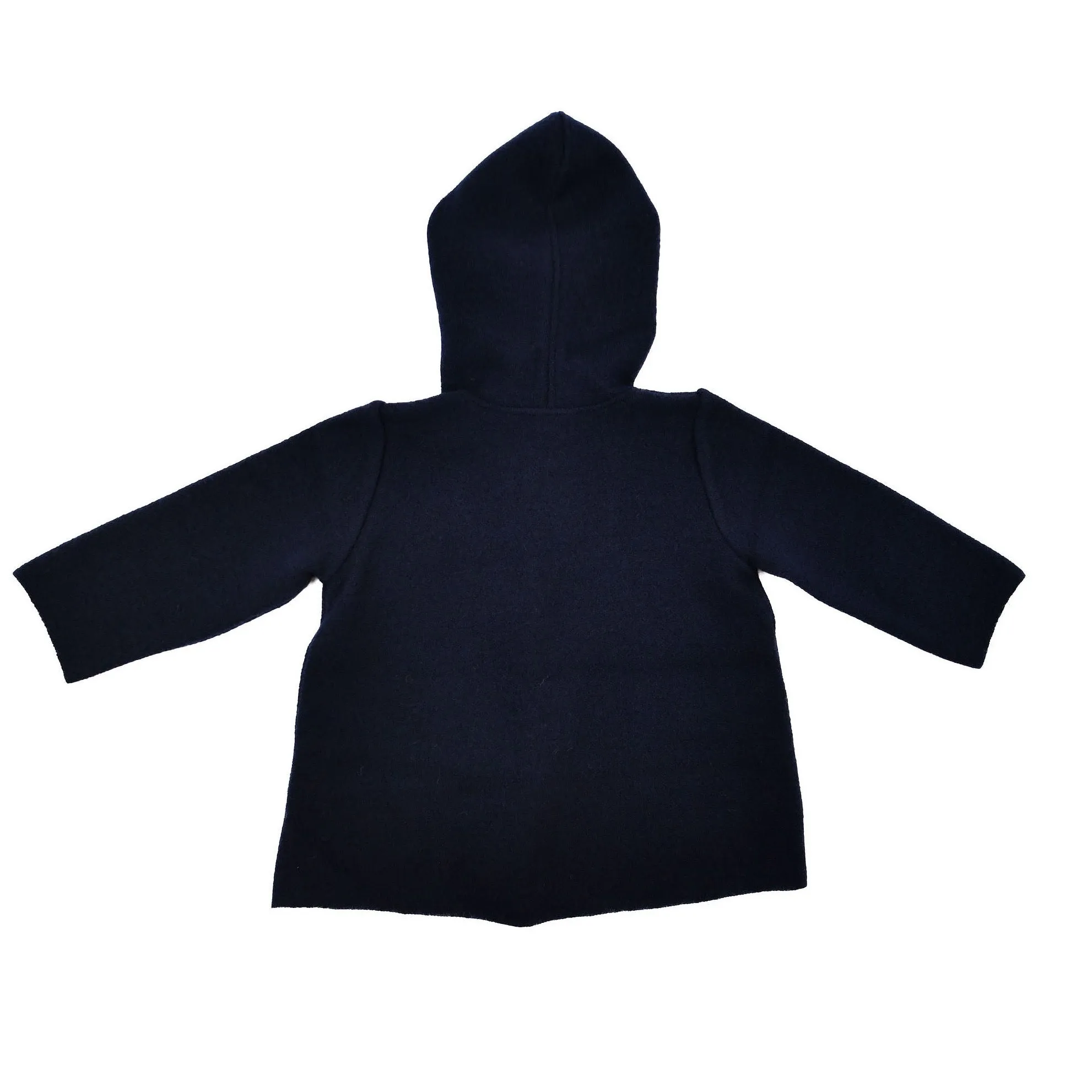 Button Down Coat With Hood - Navy with White Trim