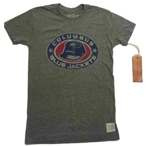 Columbus Blue Jackets Retro Brand Gray Hockey Shield Vintage Tri-Blend T-Shirt