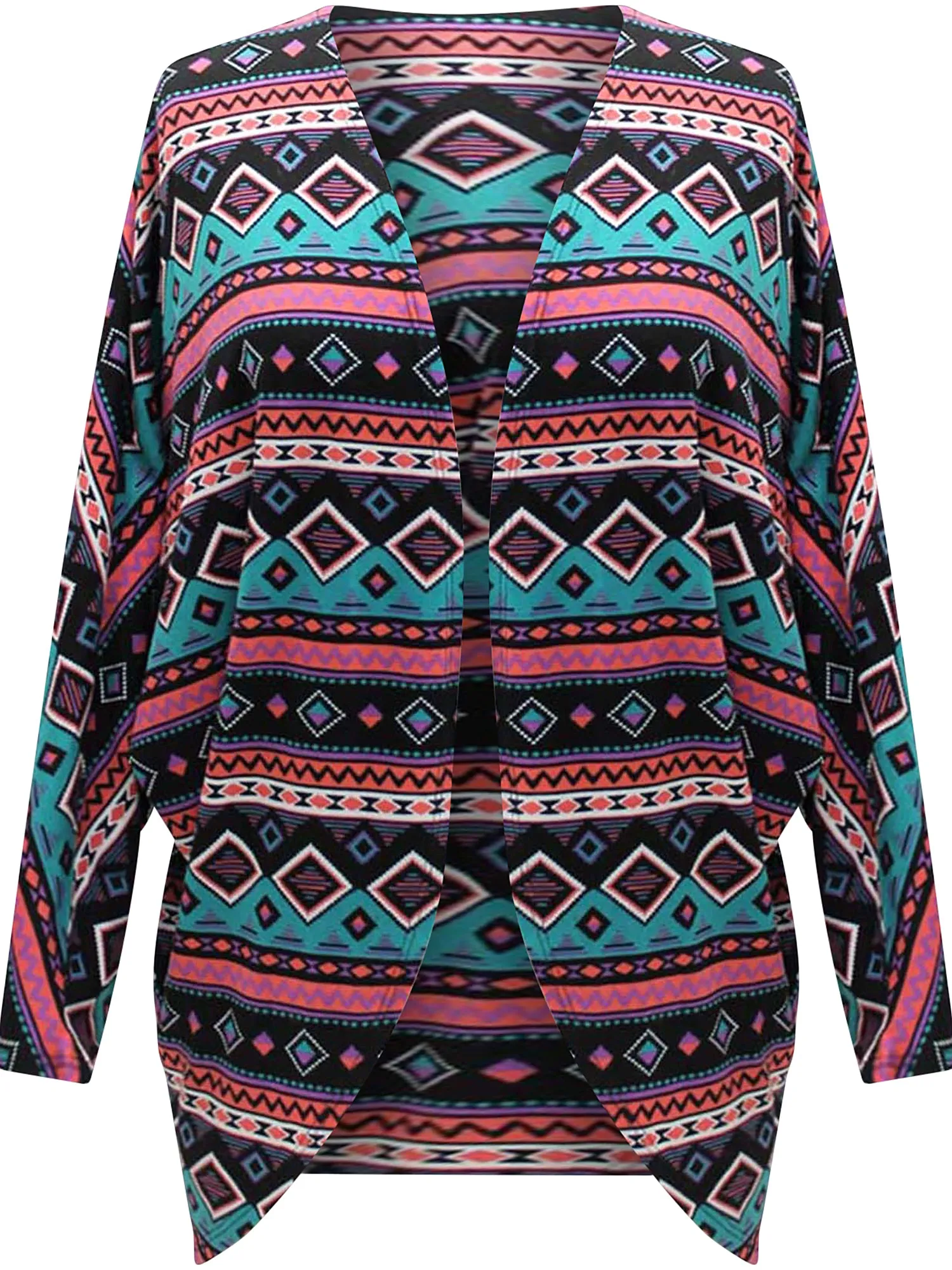 Draped Front Multicolor Bat Sleeve Shrug Jacket