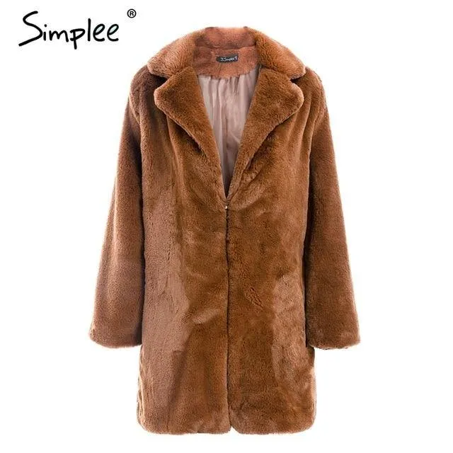 Elegant pink faux fur streetwear Autumn winter warm plush teddy overcoat Jacket