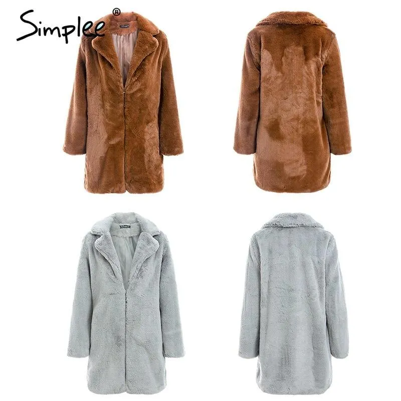 Elegant pink faux fur streetwear Autumn winter warm plush teddy overcoat Jacket