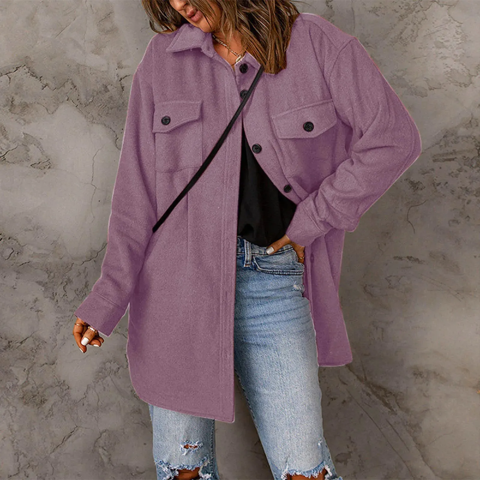 Elegant Winter Outer Jacket with Lapel and Long Sleeves