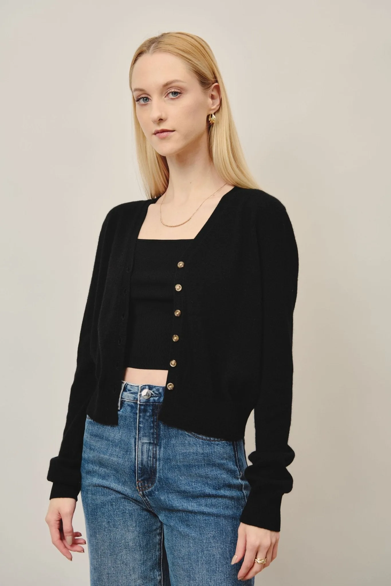 GRACE superfine cashmere cardigan (Black)