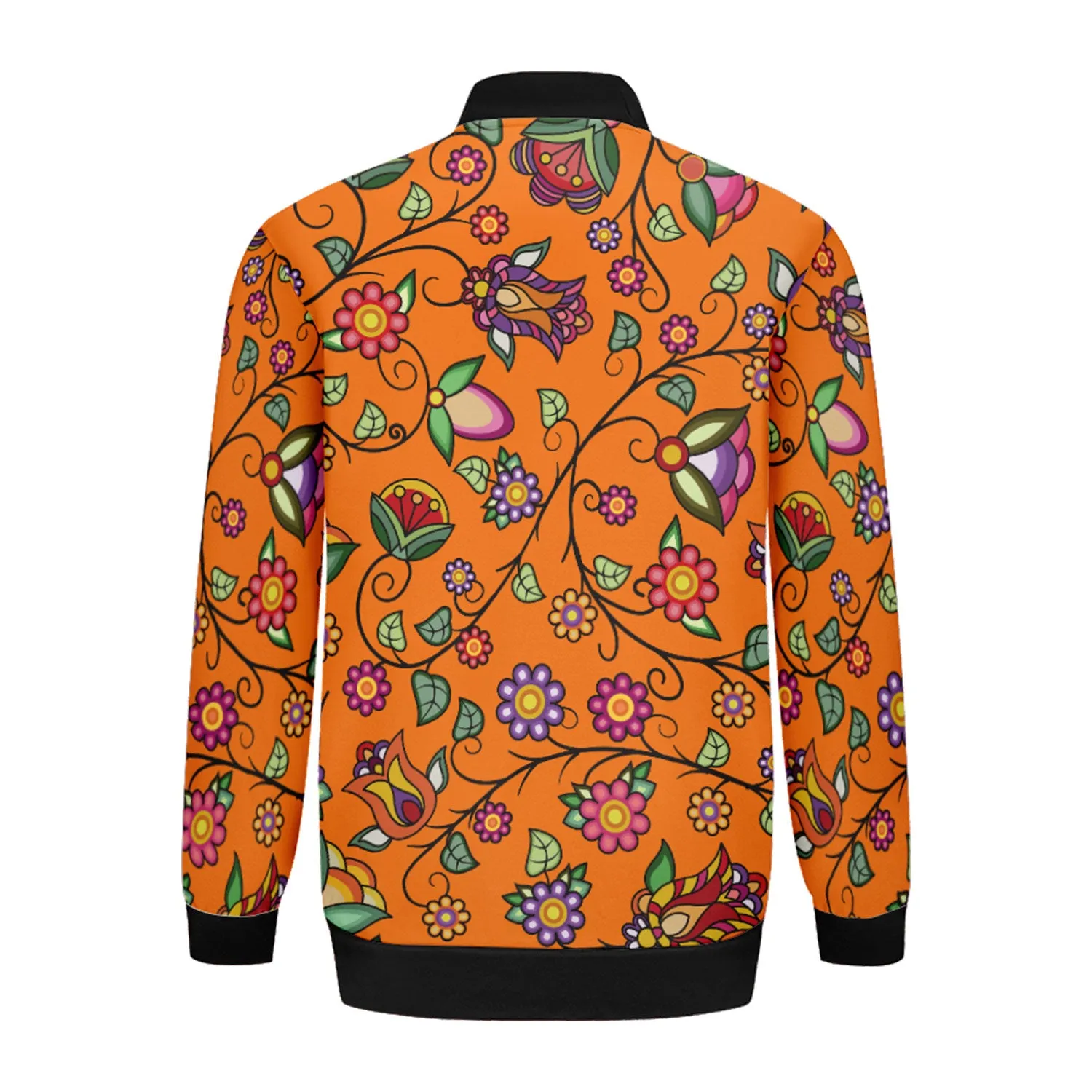 Heartbeat Petals ECM Orange Zippered Collared Lightweight Jacket