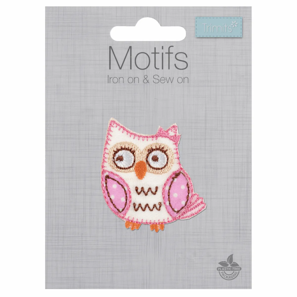 Iron-On/Sew On Motif Patch - Pink Owl