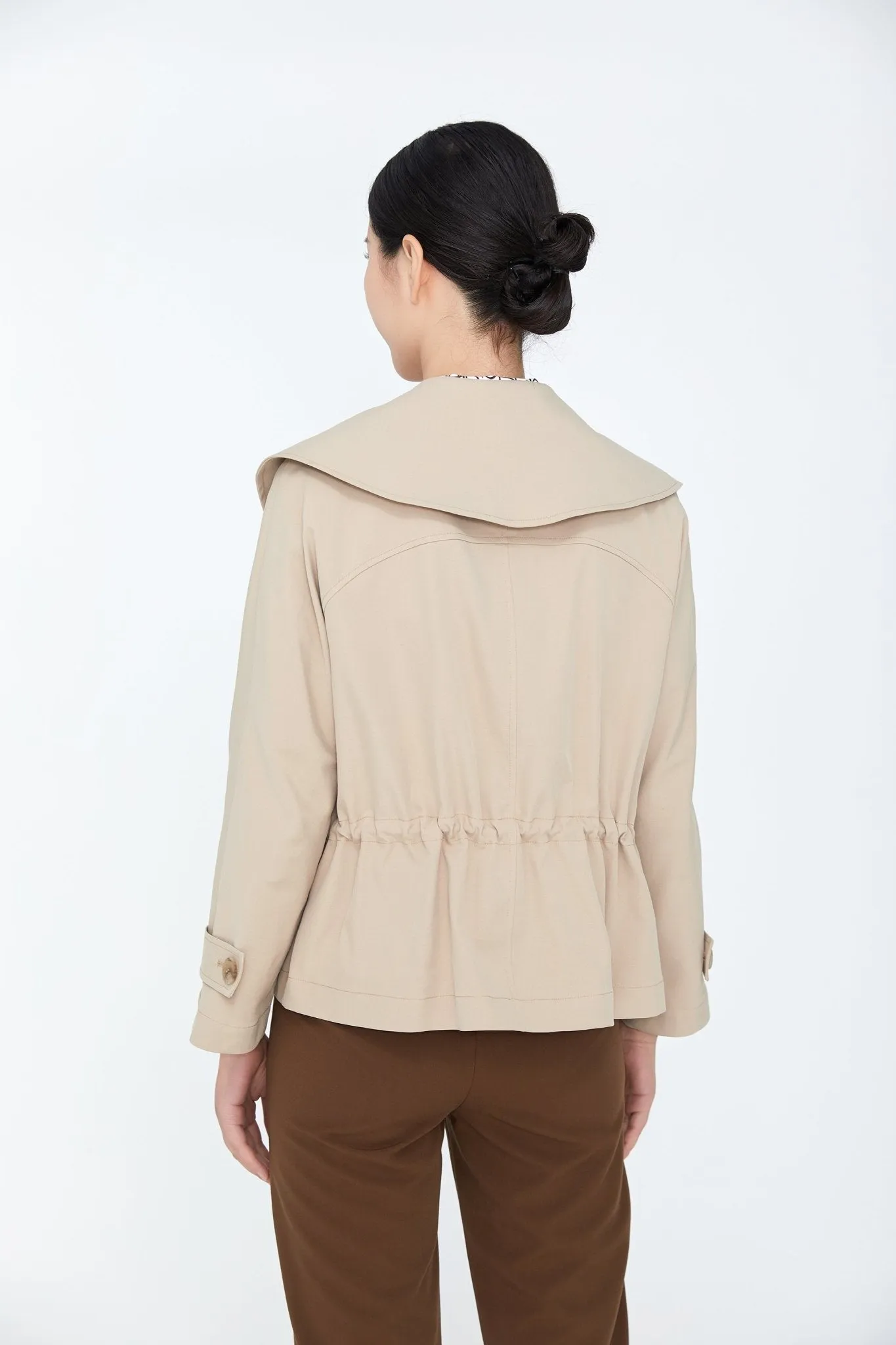 Khaki Short Double Breasted Trench Coat