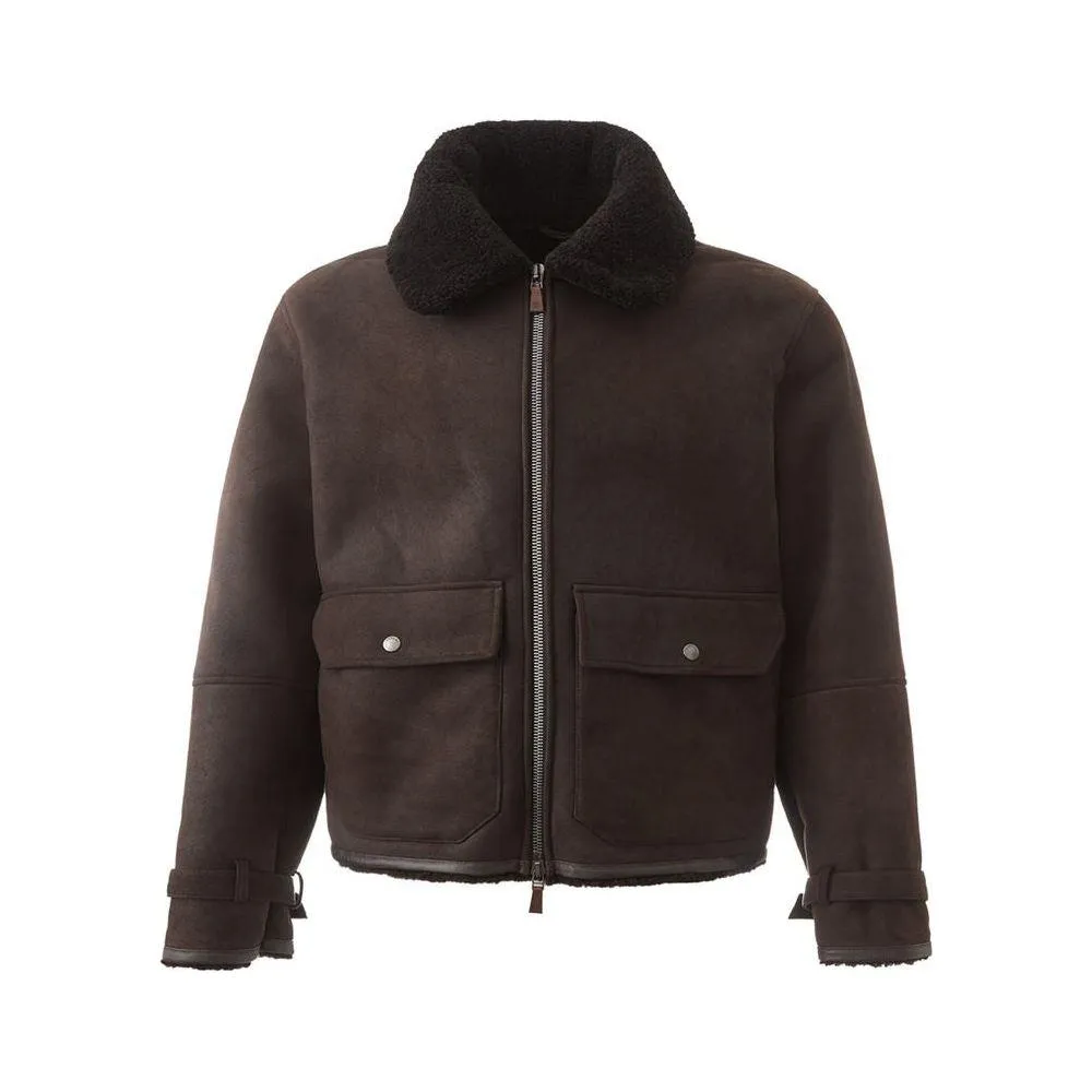 Lardini Elegant Montone Leather Brown Jacket