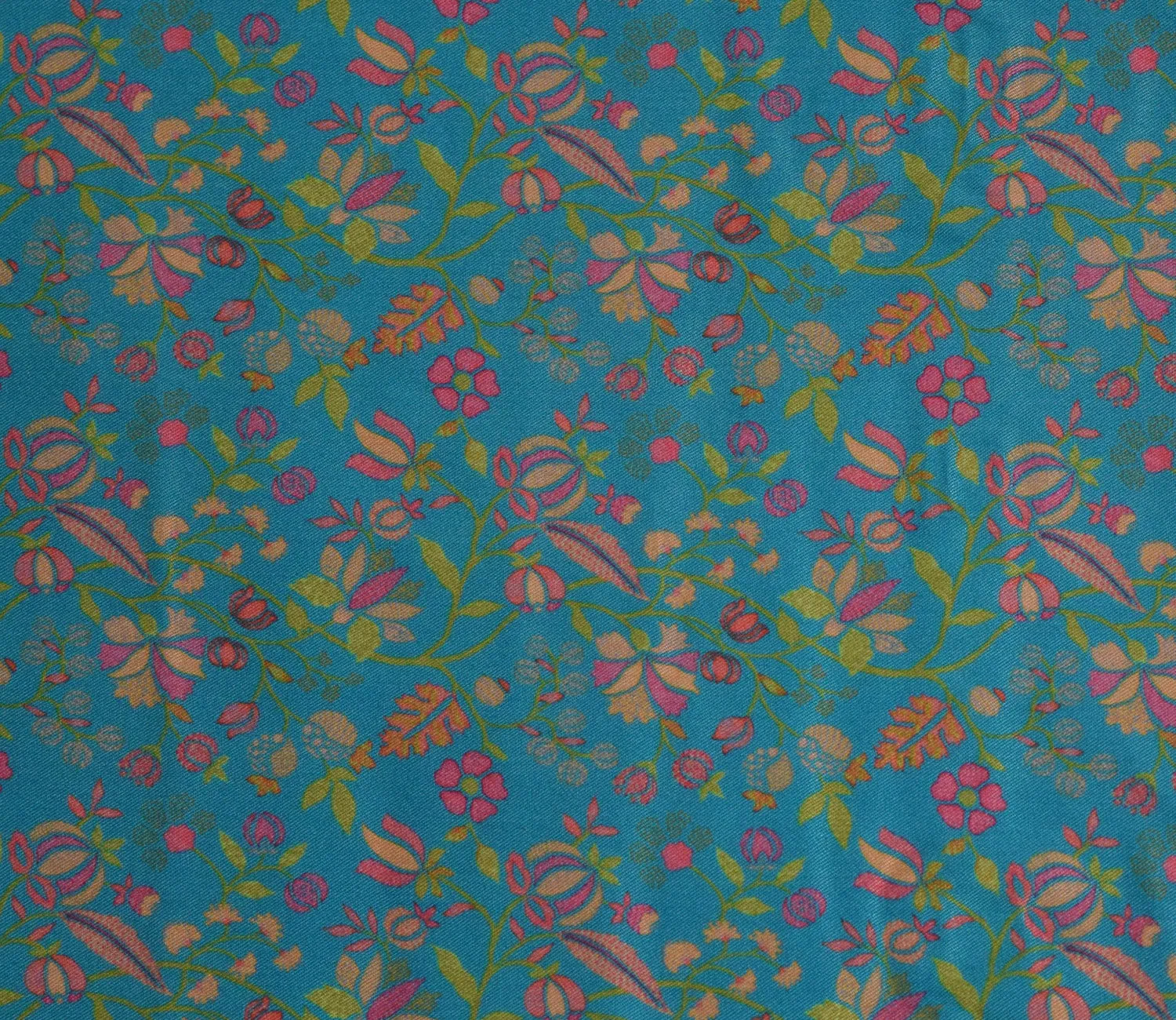 Leaf Pattern Digital Printed Pure Pashmina Fabric Available in Pink , Olive Green , Teal and Yellow