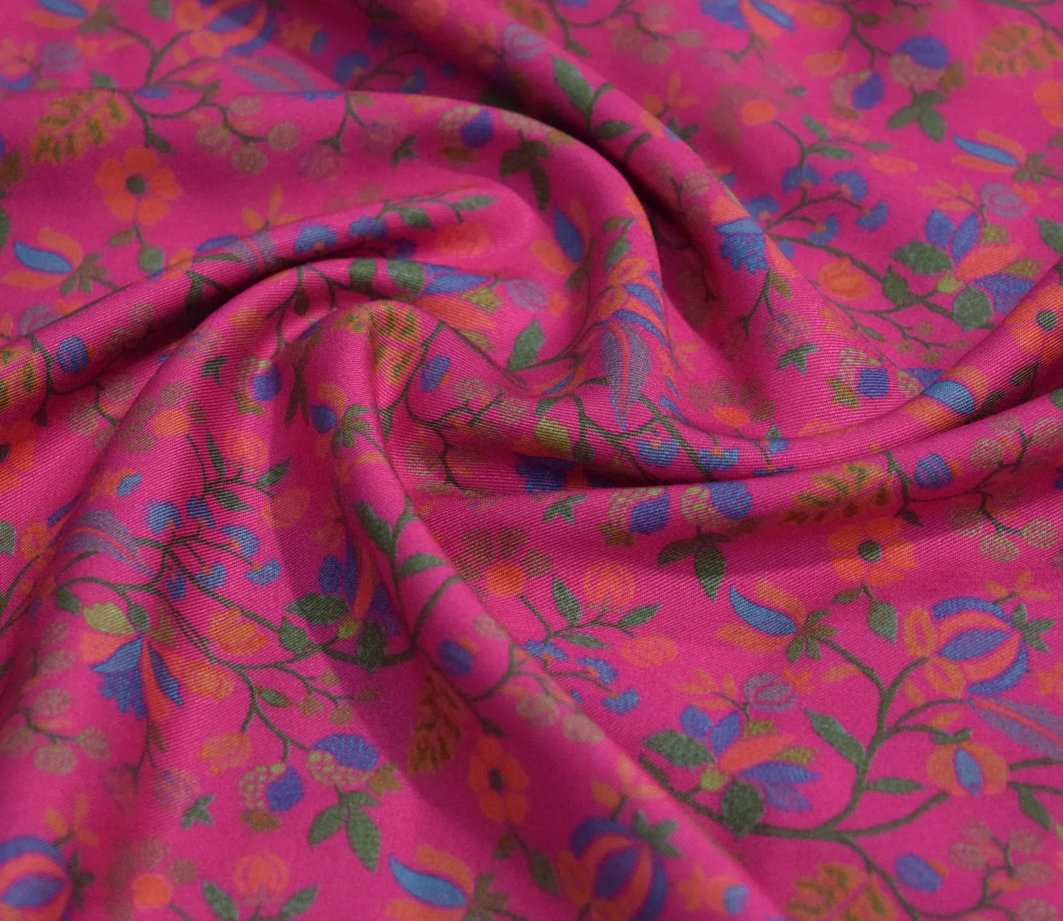 Leaf Pattern Digital Printed Pure Pashmina Fabric Available in Pink , Olive Green , Teal and Yellow