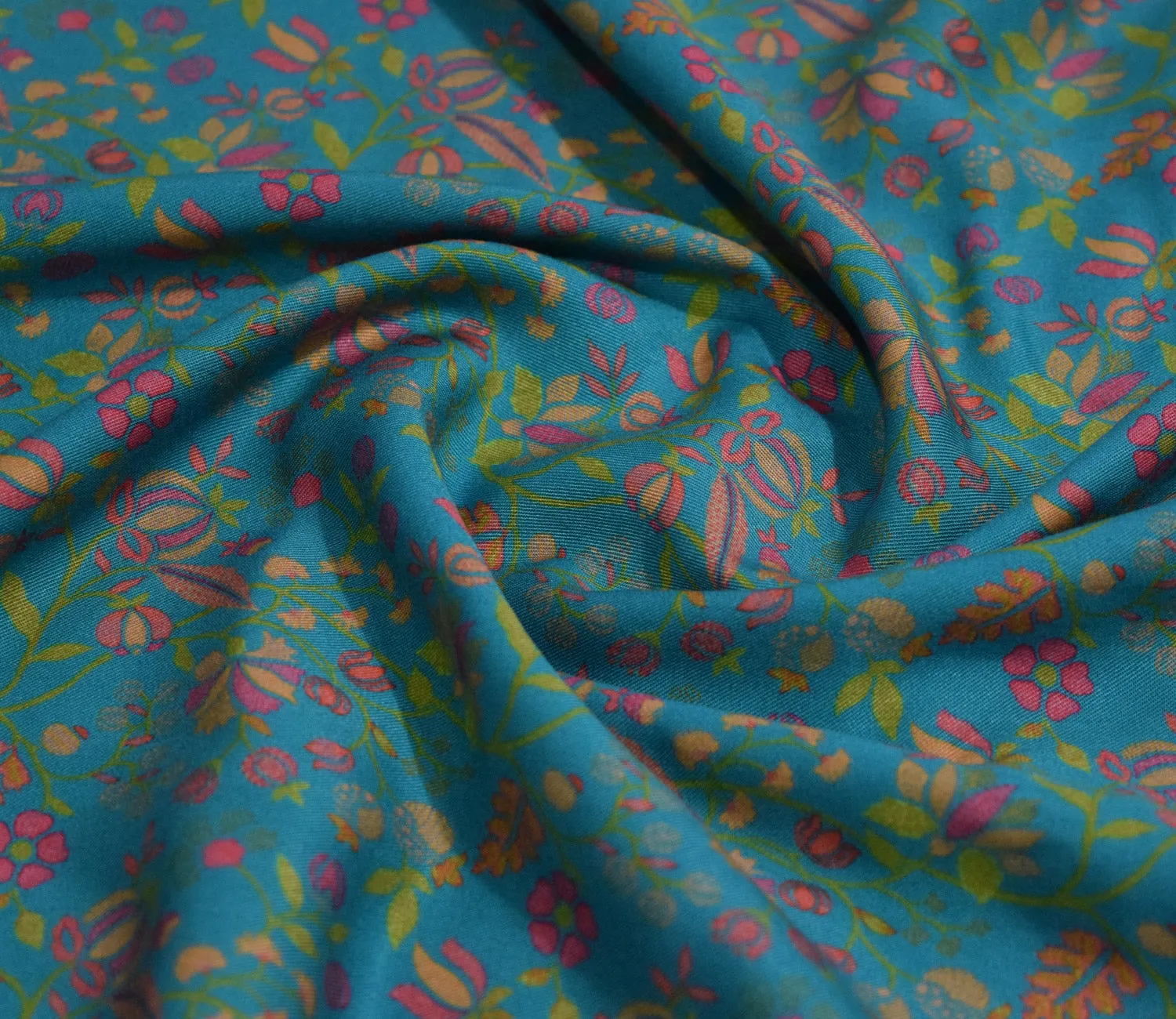 Leaf Pattern Digital Printed Pure Pashmina Fabric Available in Pink , Olive Green , Teal and Yellow