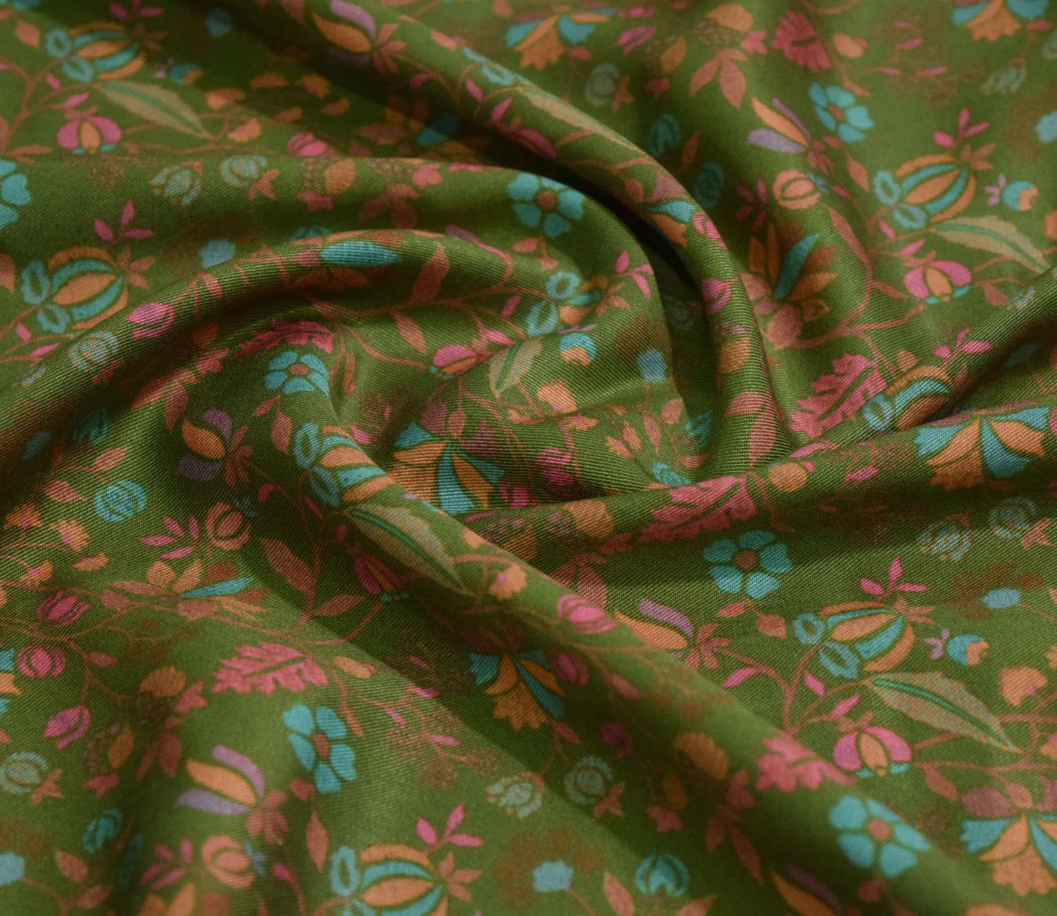 Leaf Pattern Digital Printed Pure Pashmina Fabric Available in Pink , Olive Green , Teal and Yellow