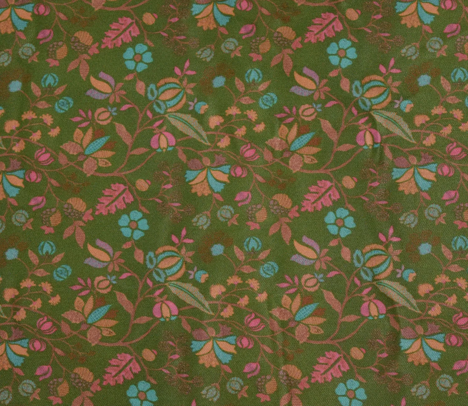 Leaf Pattern Digital Printed Pure Pashmina Fabric Available in Pink , Olive Green , Teal and Yellow