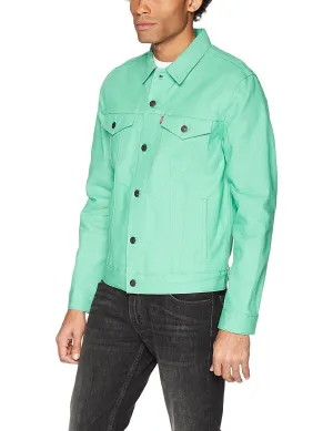 Levis Mens Crisp Spring Mint Trucker Jacket – Classic Denim Outerwear