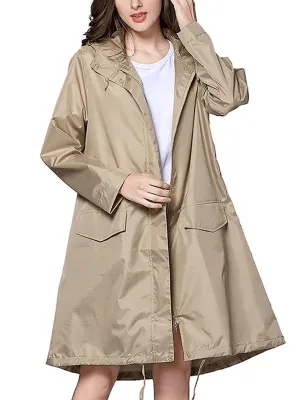 Lightweight Breathable Women's Raincoat with Hood and Zipper - SF0128