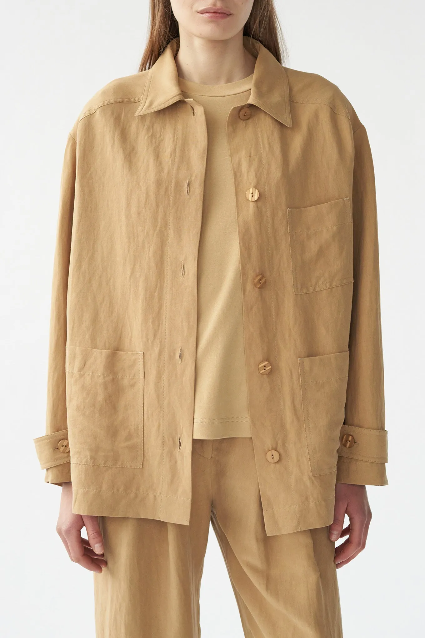 MARA JACKET - DESERT SAND - SILK/LINEN