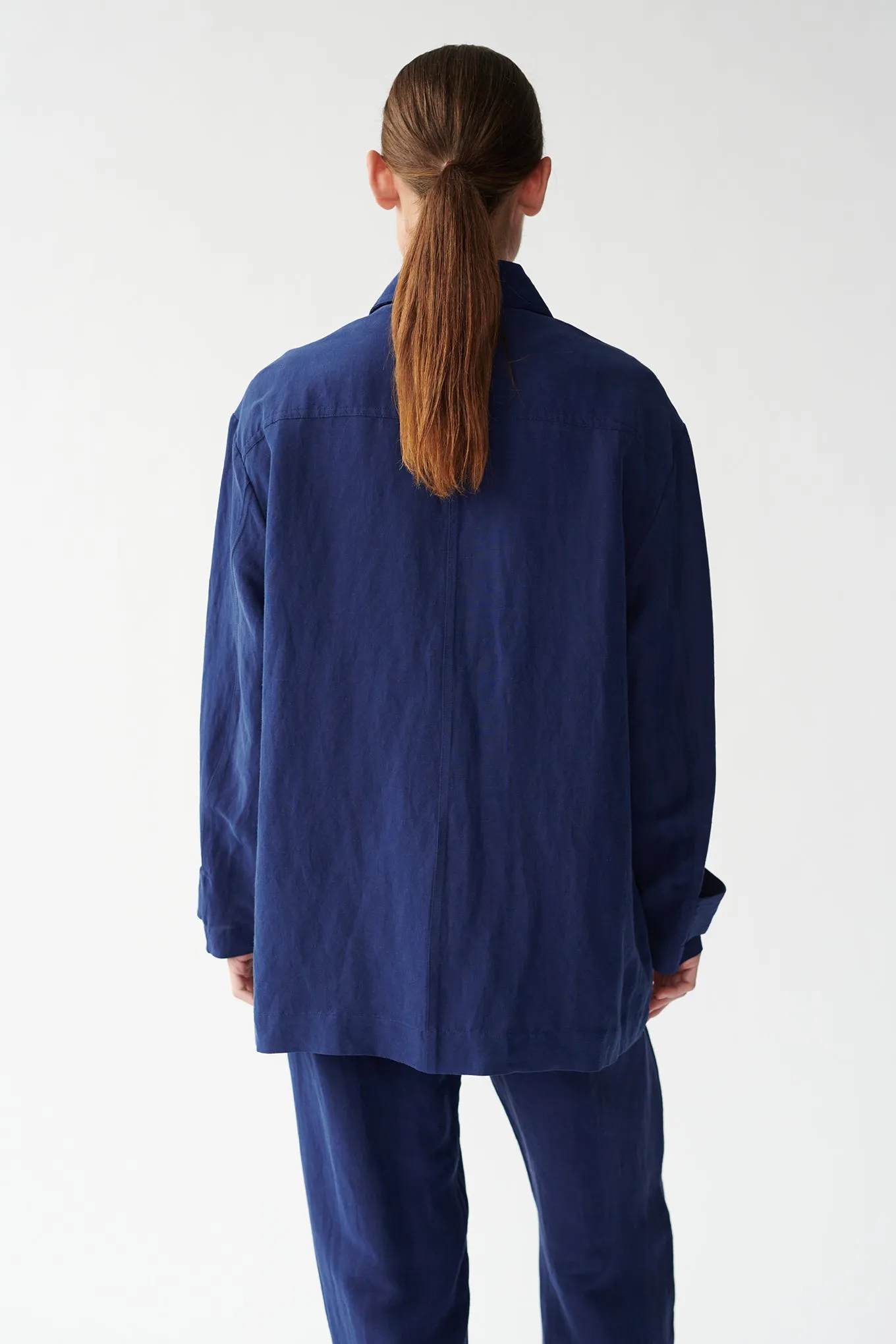 MARA JACKET - MAO BLUE - SILK/LINEN