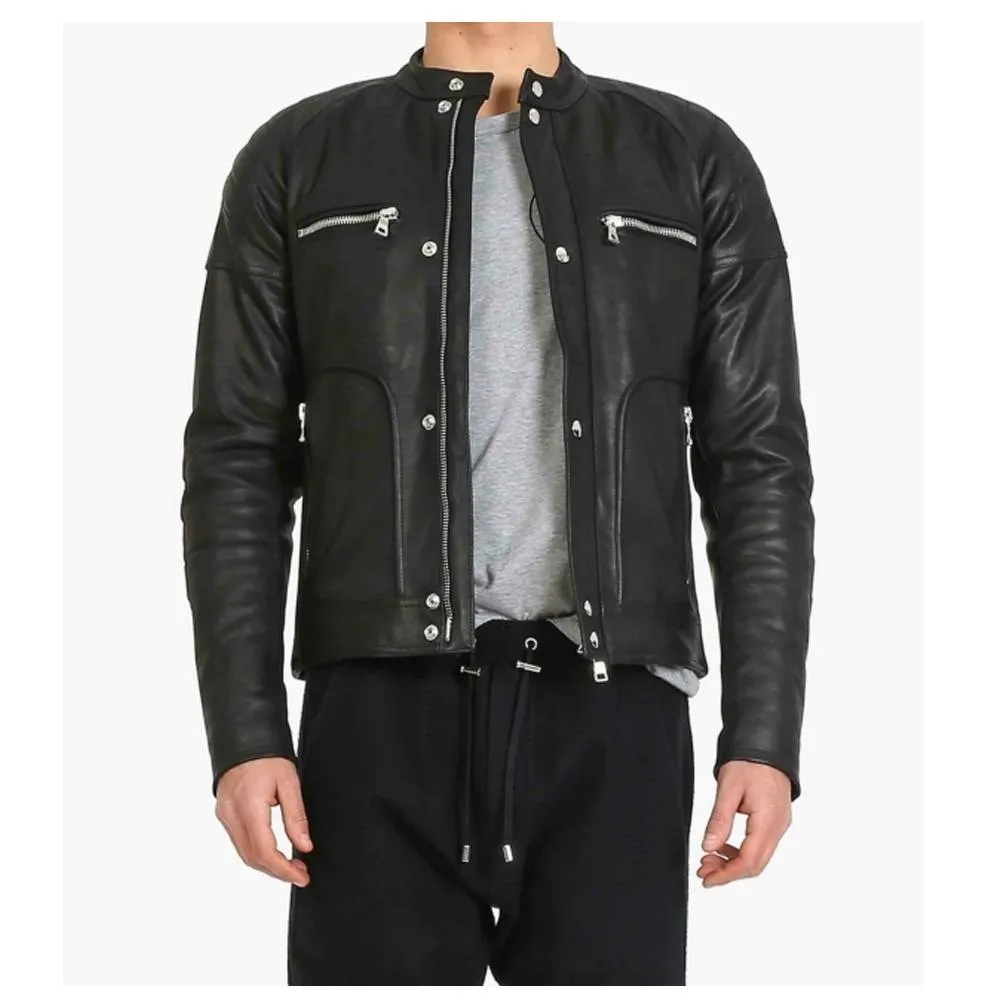 Men Black Elegant Fashion Leather Jacket