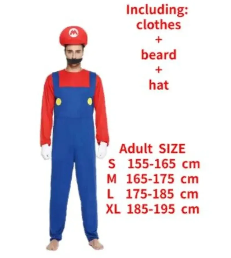 Men Brothers Deluxe Outfit Elegant Super Cosplay Luigi Halloween Attire