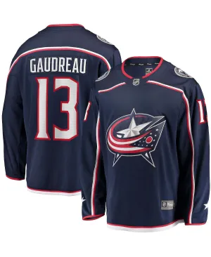 Men's branded johnny gaudreau navy columbus blue jackets 2022 breakaway player jersey Fanatics blue