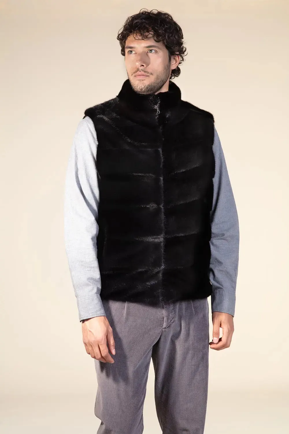 Mens real fur vest