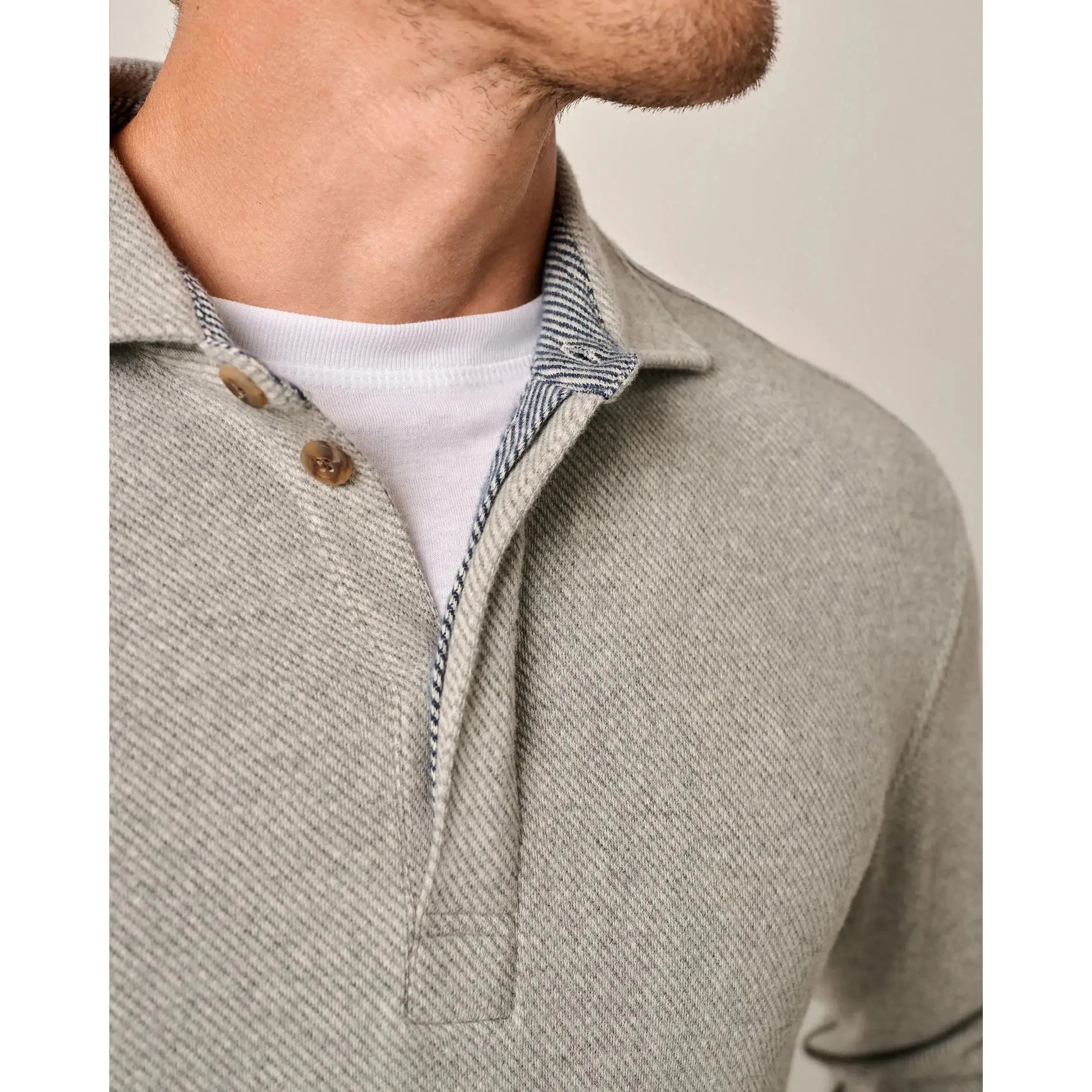 MIDDLETON 1/4 BUTTON SOFT TWILL WITH COLLAR