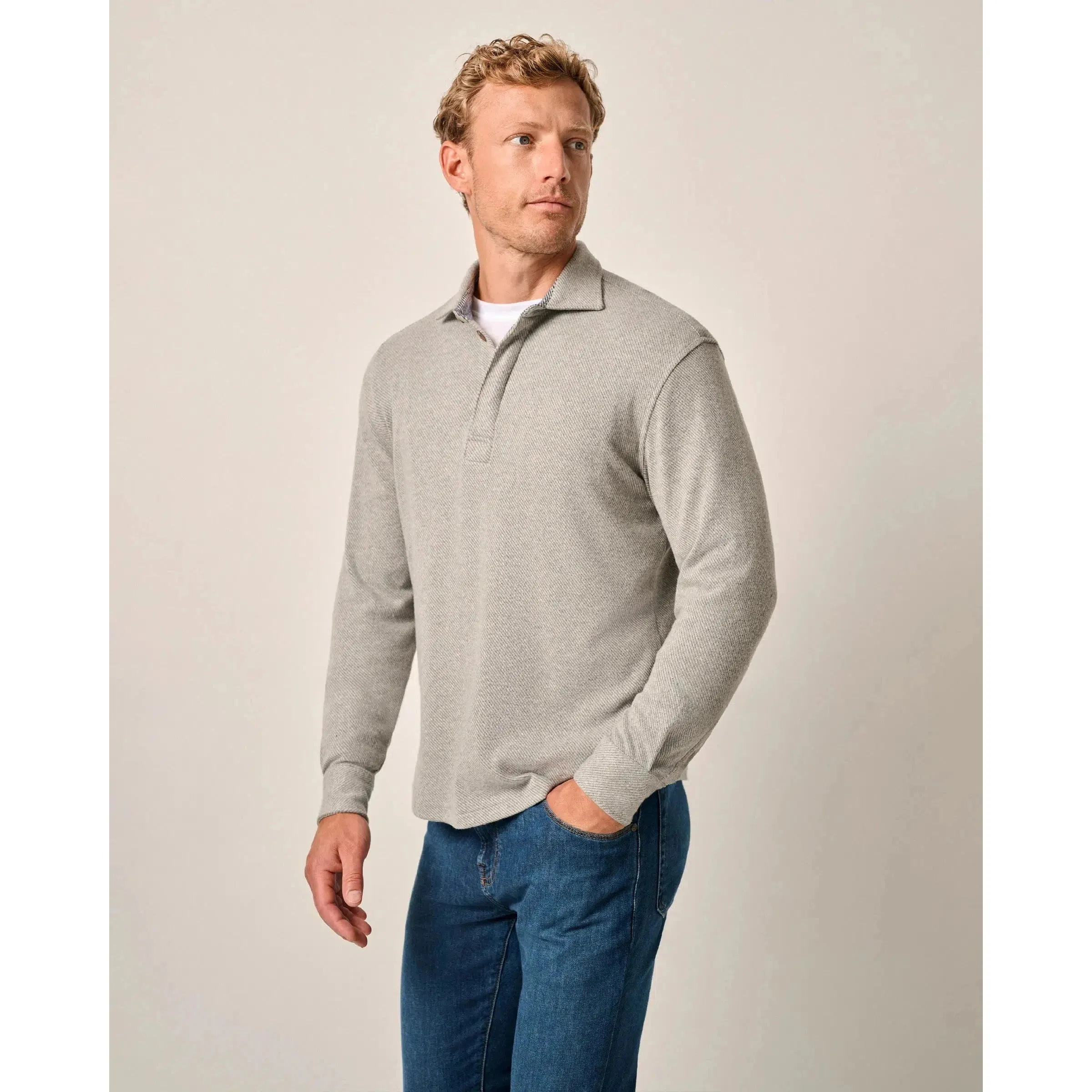 MIDDLETON 1/4 BUTTON SOFT TWILL WITH COLLAR