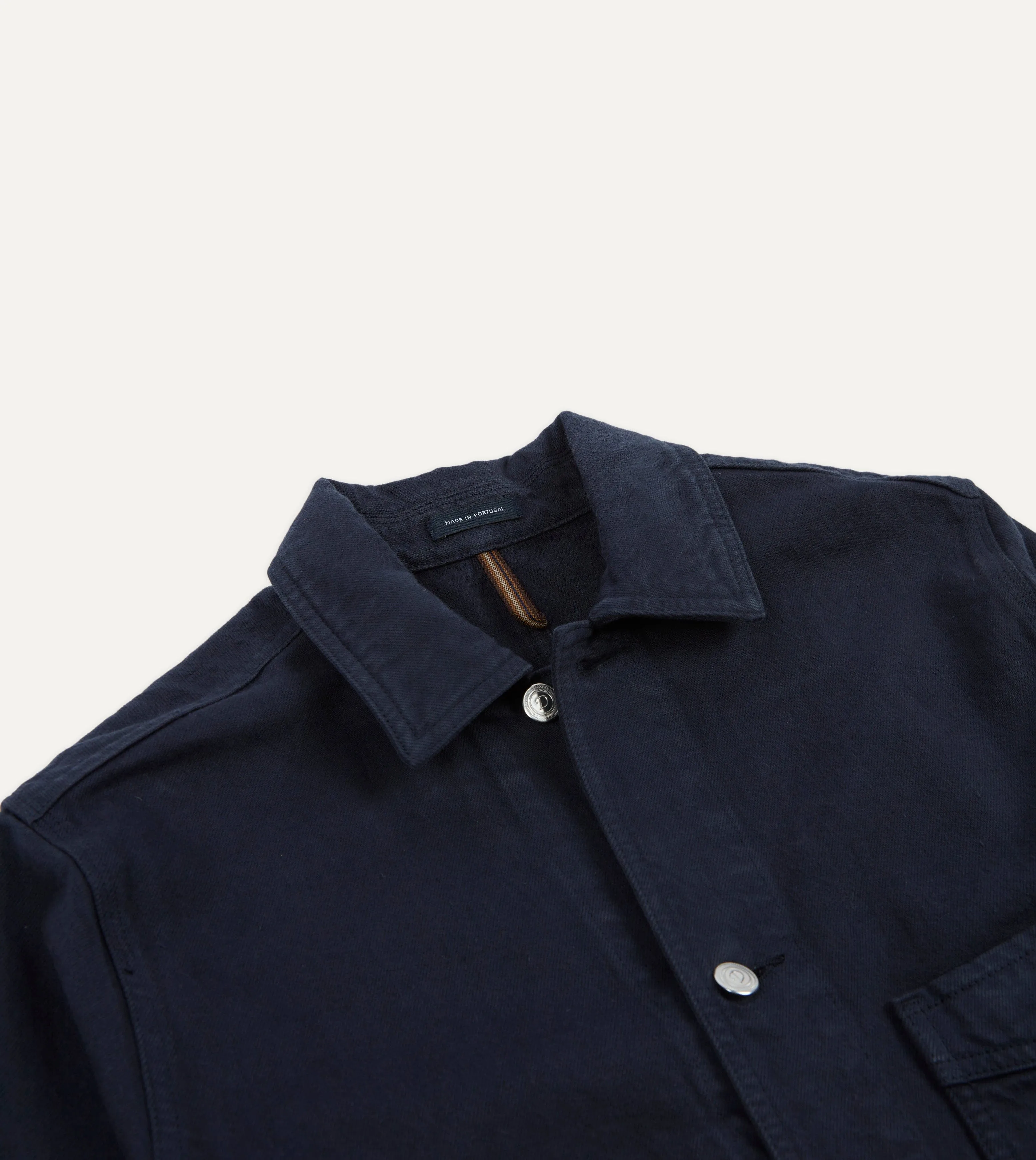 Navy Heavy Twill Cotton Five-Pocket Chore Jacket