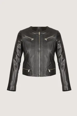 Novado - Women's Elegant Fashion Leather Jacket - Black - 1 Piece