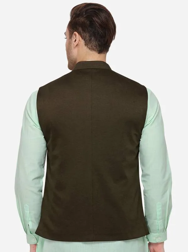 Olive Green Bandhgala Jacket | JB Studio