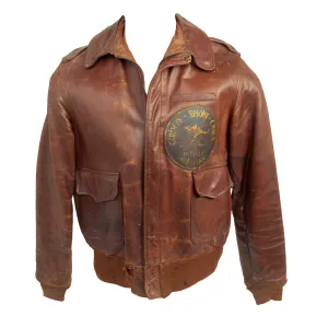 Original U.S. WWII Named 25th Liaison Squadron “Jungle Air Force” Patched A-2 Leather Flight Jacket