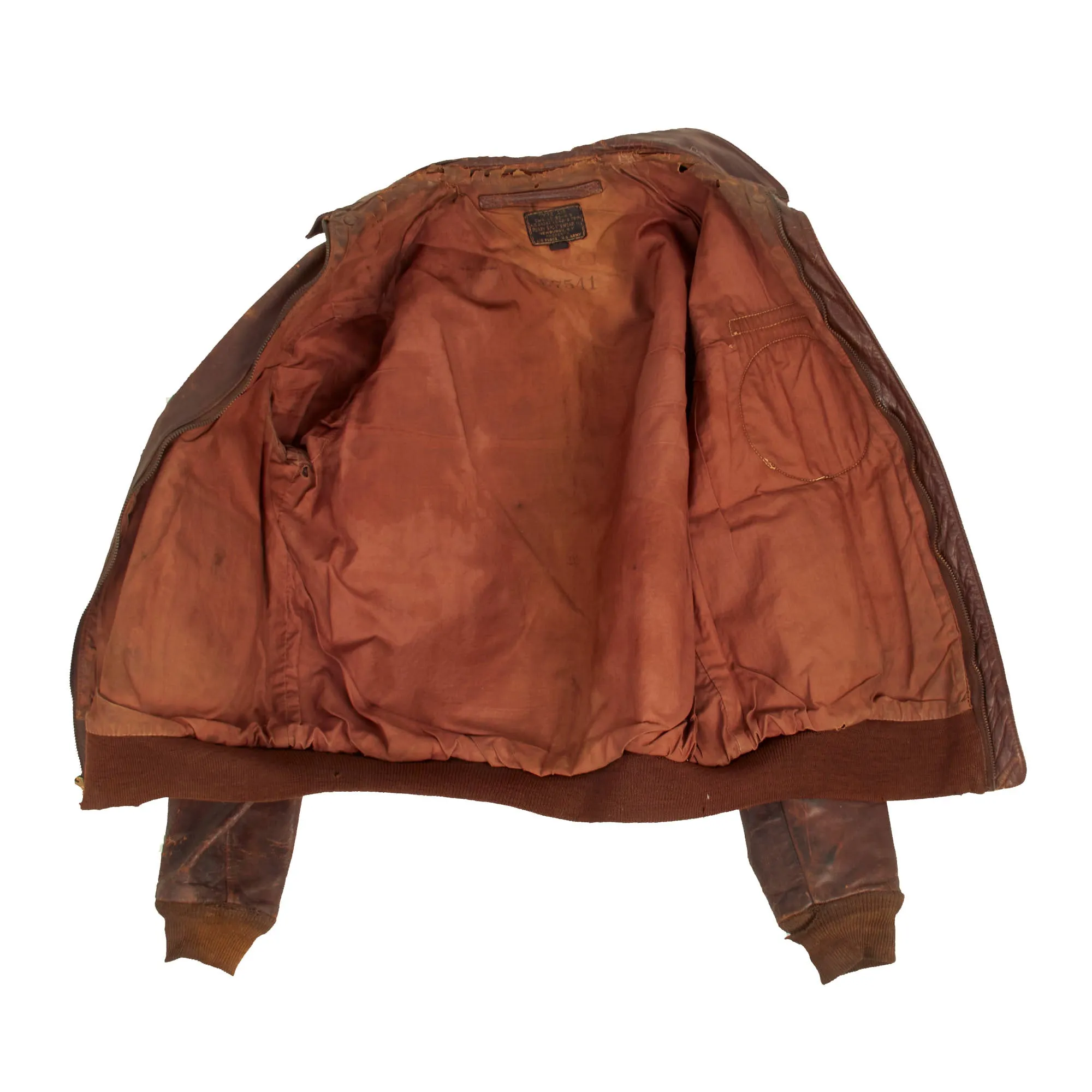 Original U.S. WWII Named 25th Liaison Squadron “Jungle Air Force” Patched A-2 Leather Flight Jacket