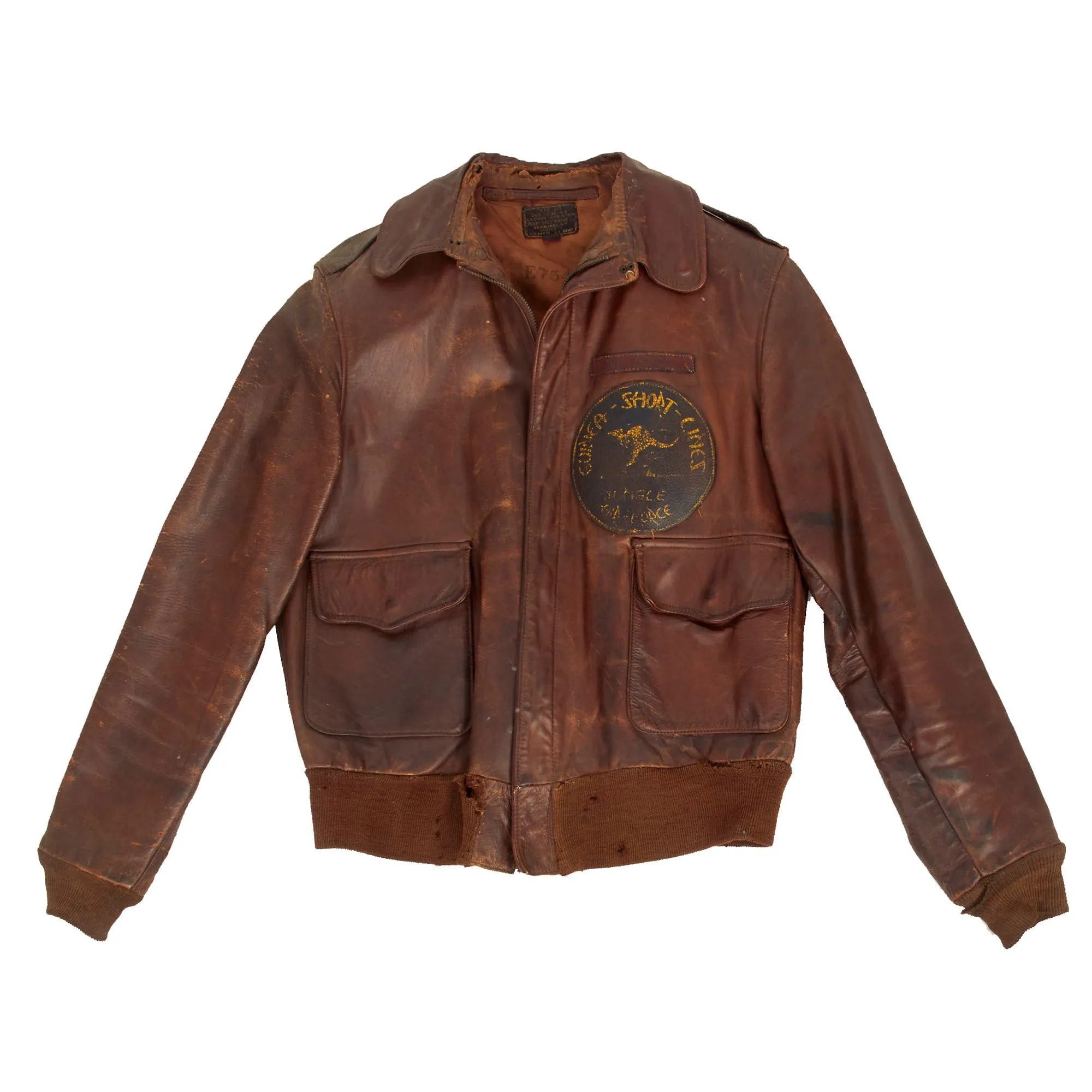 Original U.S. WWII Named 25th Liaison Squadron “Jungle Air Force” Patched A-2 Leather Flight Jacket