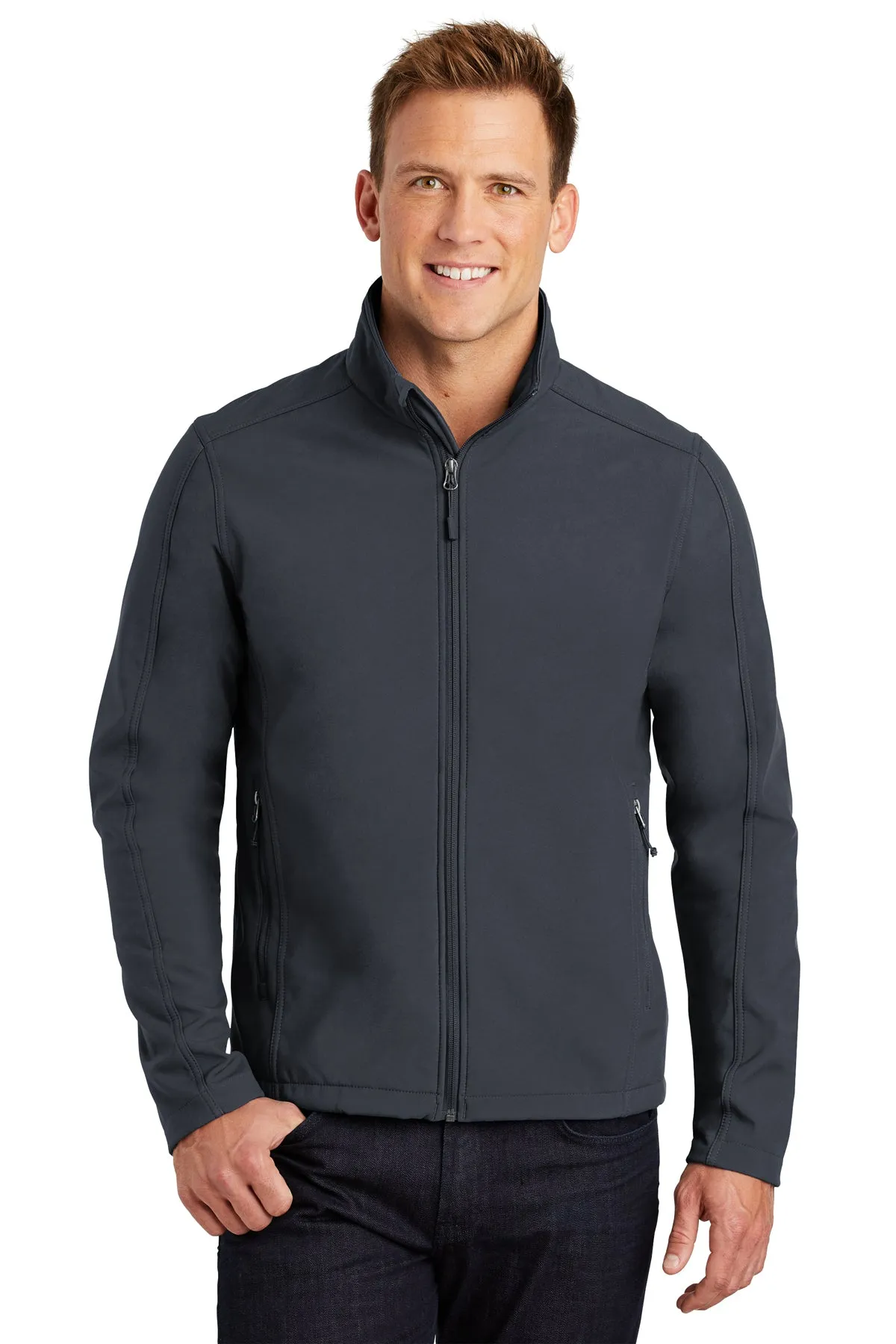 Port Authority Tall Core Branded Soft Shell Jackets, Battleship Grey