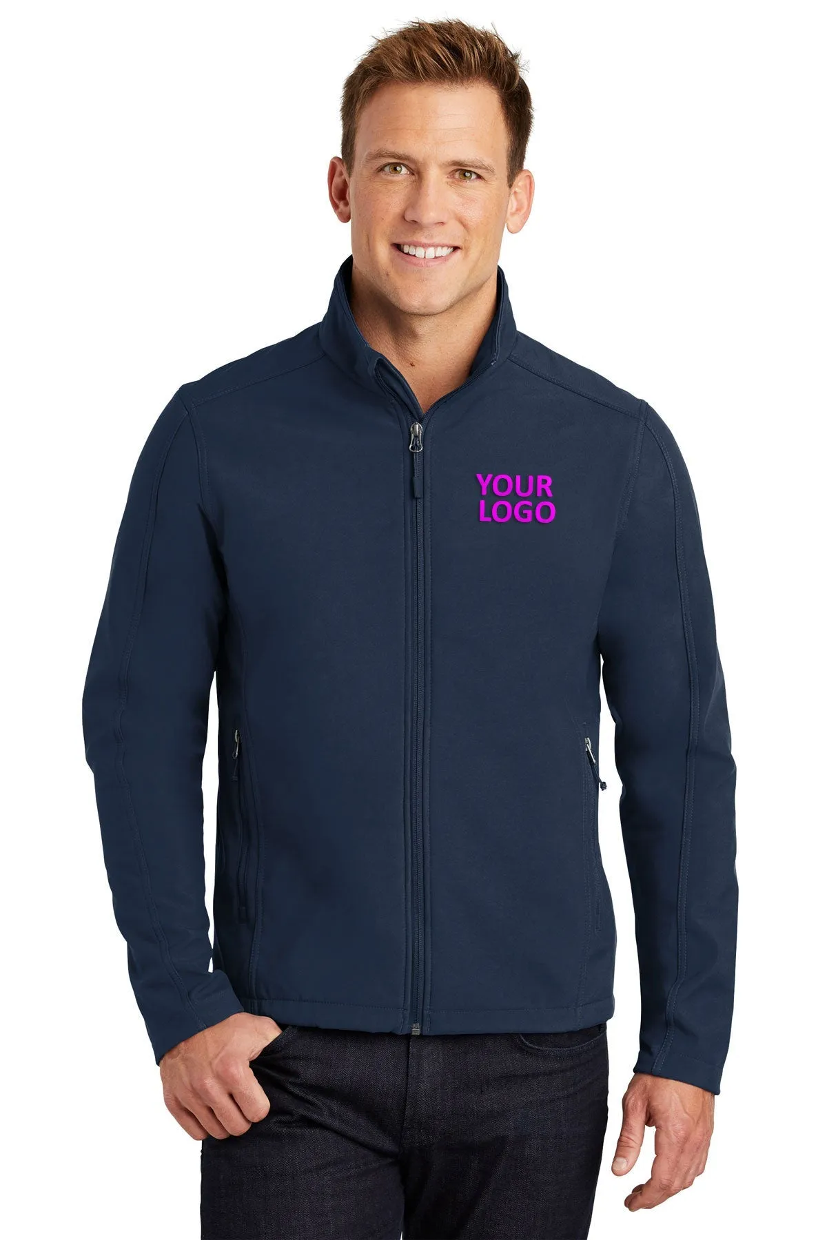 Port Authority Tall Core Branded Soft Shell Jackets, Dress Blue Navy