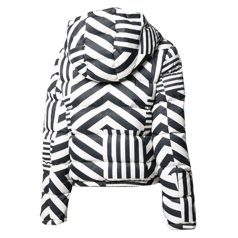 Pre Order:  Hooded B&W Stripes Jacket