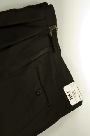 "Double Pleated" Black Super 150's Luxury Viscose Blend Suit Pants