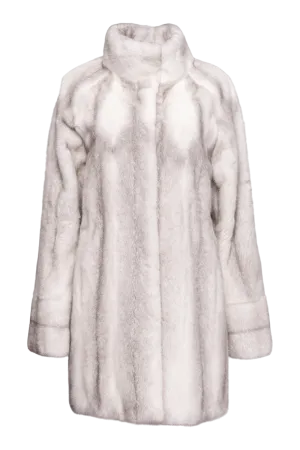 Sapphire Cross Let-Out Mid-Length Mink Fur Coat