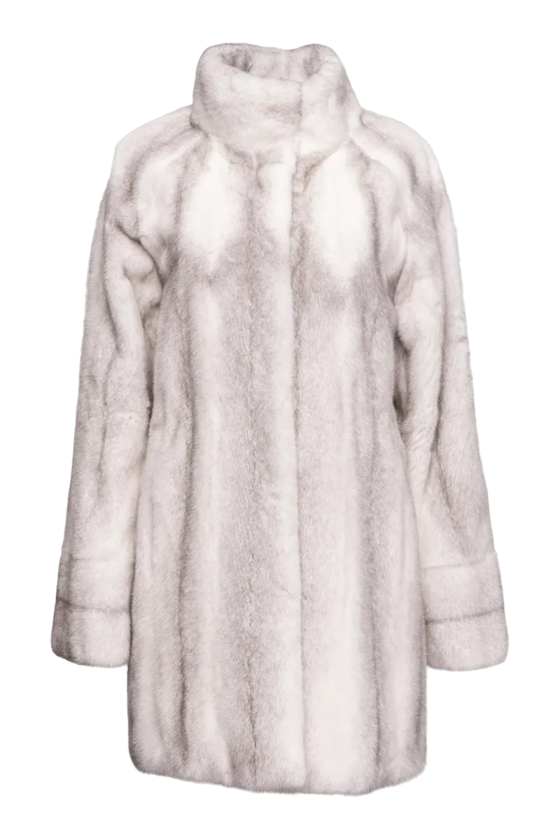 Sapphire Cross Let-Out Mid-Length Mink Fur Coat