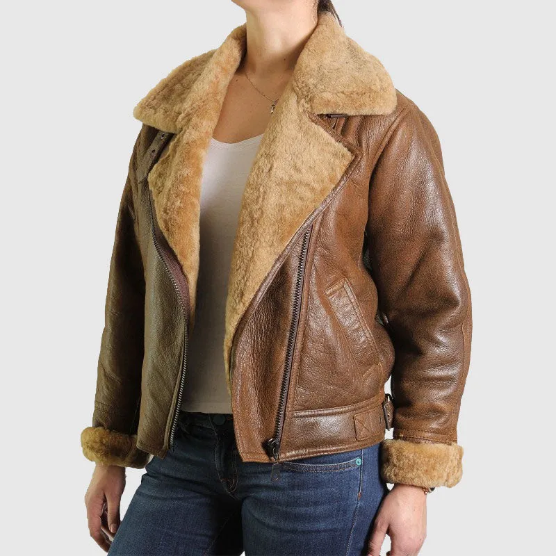 Shop Best Leather Sheepskin Shearling Jacket Womens | B3 WW2 Aviator Flying Jacket