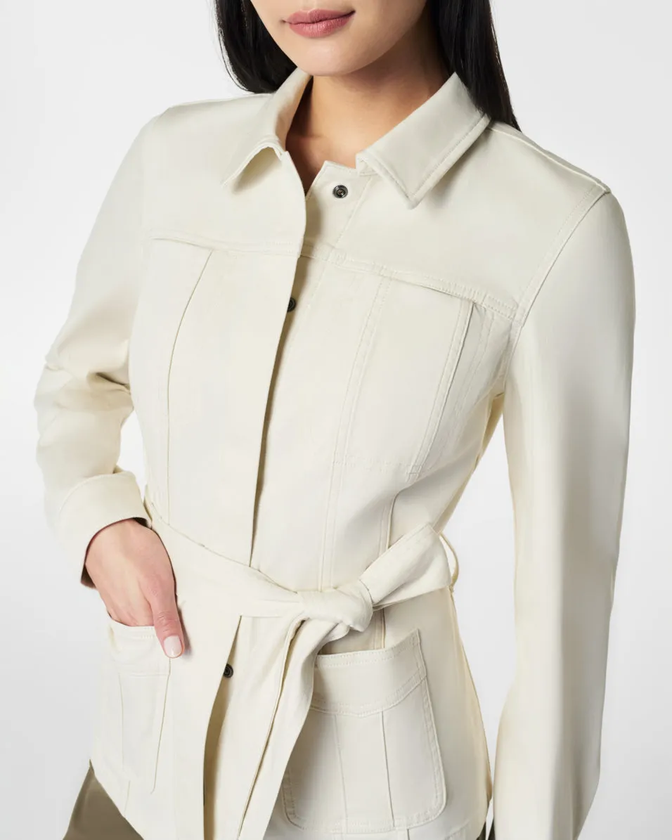 Stretch Twill Tie-Front Shirt Jacket