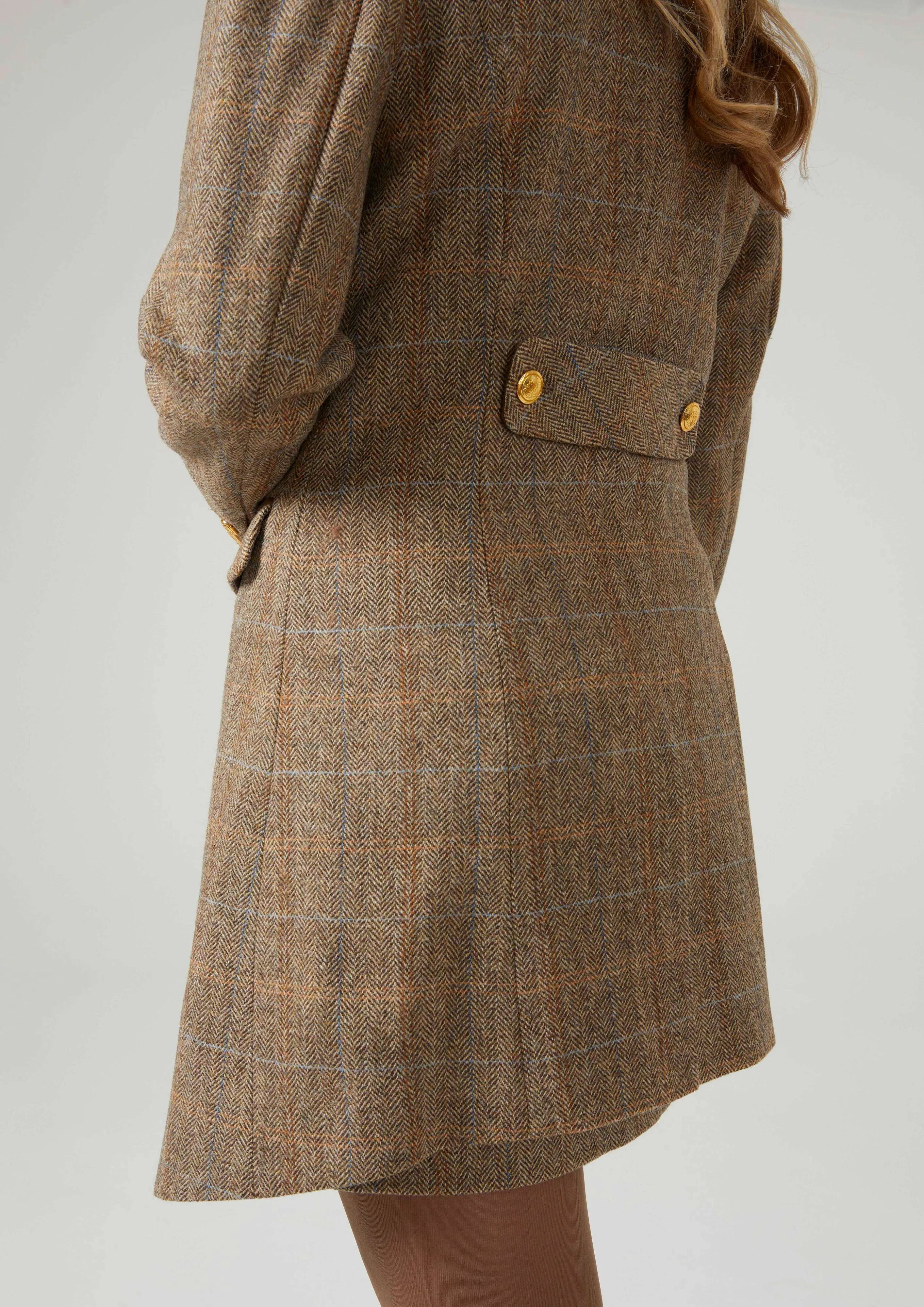 Surrey Ladies Double Breasted Tweed Coat In Hazelwood - Regular Fit